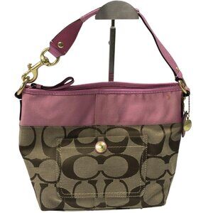 11957 Coach brown and pink signature canvas bag